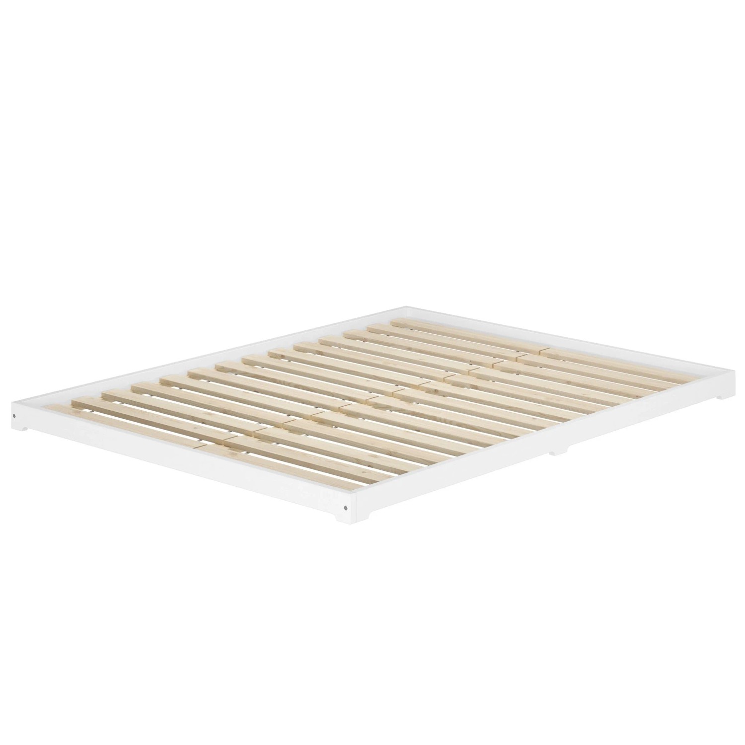 Erst-Holz Doppelbett Extra Flach 160 x 200 cm Massivholz Weiß Modell 47 Rollrost inkl.