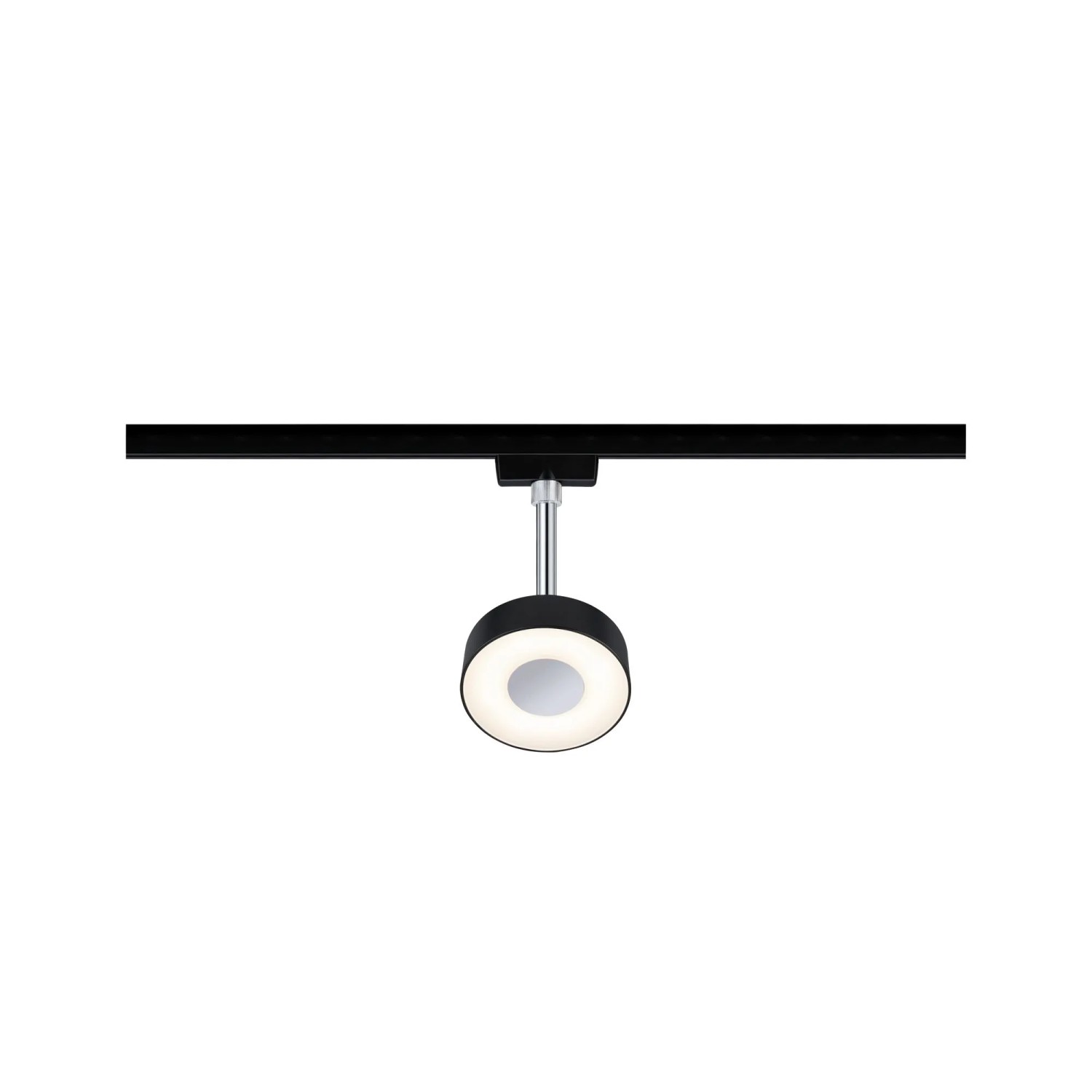 Paulmann URail Spot Circle, schwarz-matt/chrom, an Schienensystem. LED-Leuchte mit warmweißem Licht.