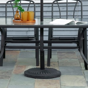 Schwarzer Outsunny Sonnenschirmständer aus HDPE, Zement und Metall, Ø49x32cm.