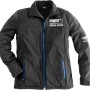 Puma Workwear Softshell-Arbeitsjacke Champ Carbon, Größe S, mit blauem Reißverschluss.