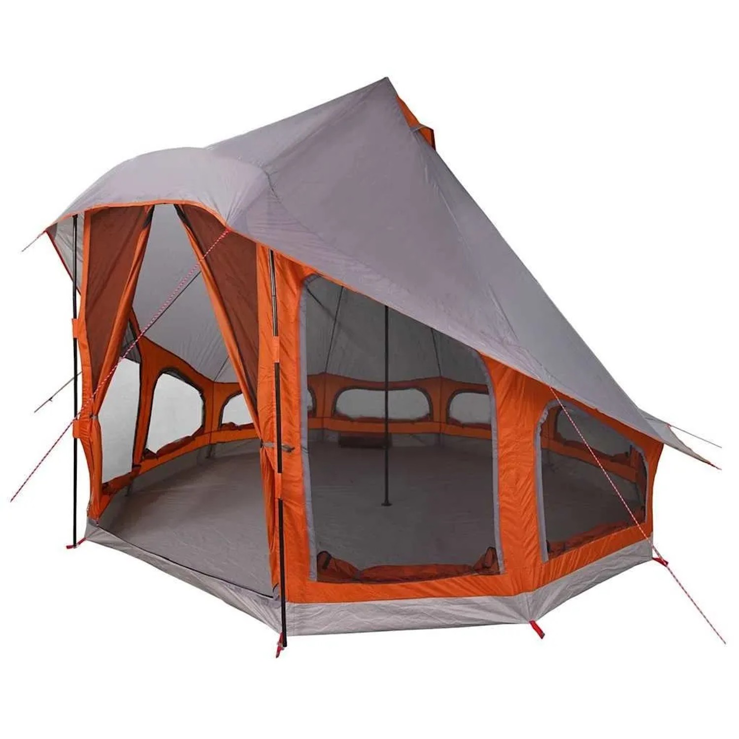 vidaXL Familien-Tipi-Zelt mit Dach Grau und Orange 404 x 370 x 270 cm 42000965