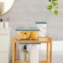 Quadratische Rotho Vorratsdose Loft Premium, 1 l, transparent mit grünem Deckel.