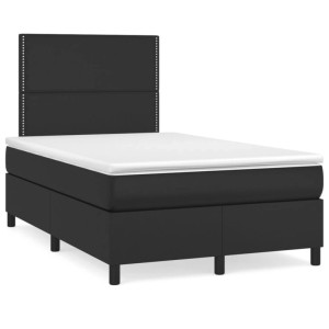 vidaXL Boxspringbett mit Matratze Schwarz 120x200 cm Kunstleder 3142773