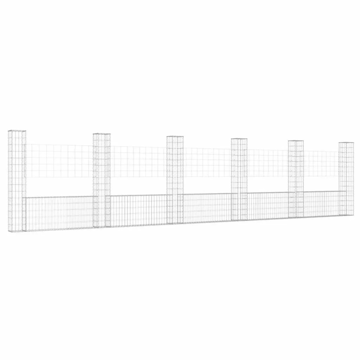 vidaXL Gabionenkorb U-Form mit 6 Säulen Eisen 620x20x150 cm 151286