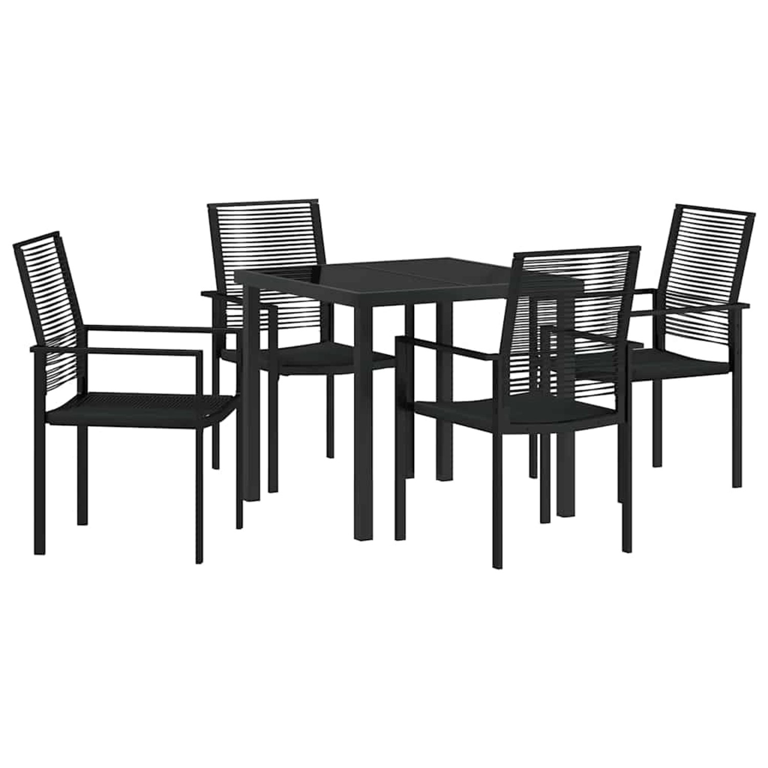 vidaXL 5-Teiliges Garten-Esstisch-Set in Schwarz aus PVC-Rattan 3379164 günstig online kaufen