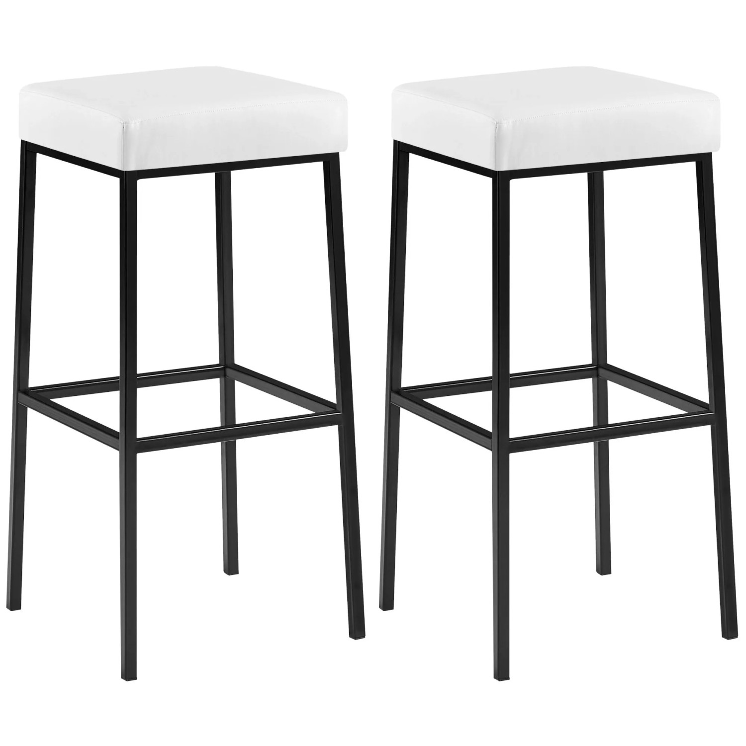 CLP 2er Set Barhocker Montreal Kunstlederbezug Weiß/Schwarz