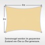 Sandfarbenes Toldoro Sonnensegel, rechteckig, 4x3m, aus HDPE-Gewebe mit UV-Schutz.