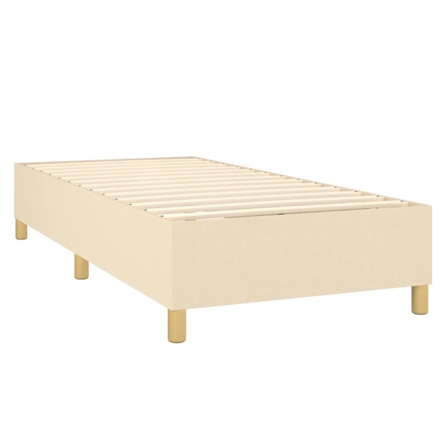 Cremefarbenes vidaXL Boxspringbett 90x200 cm, Stoffbezug, ohne Matratze.