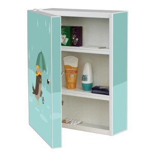 Weißer Banjado XXL Medizinschrank mit Rainbird Motiv, abschließbar, 35x46x15cm.