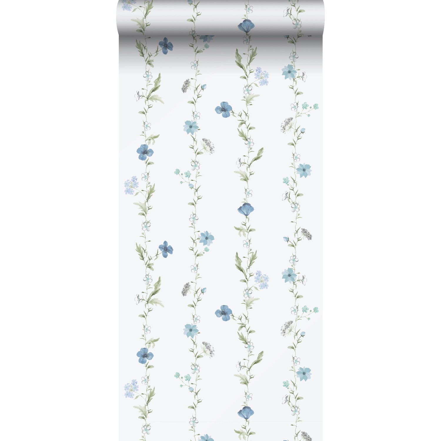 Sanders & Sanders Tapete Blumen Blau Und Weiß 53 Cm X 10 M - 640171 günstig online kaufen
