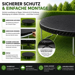 4myBaby Trampolin Abdeckung Ø 305 cm Regenabdeckung Wetterfest UV-Beständig Plane