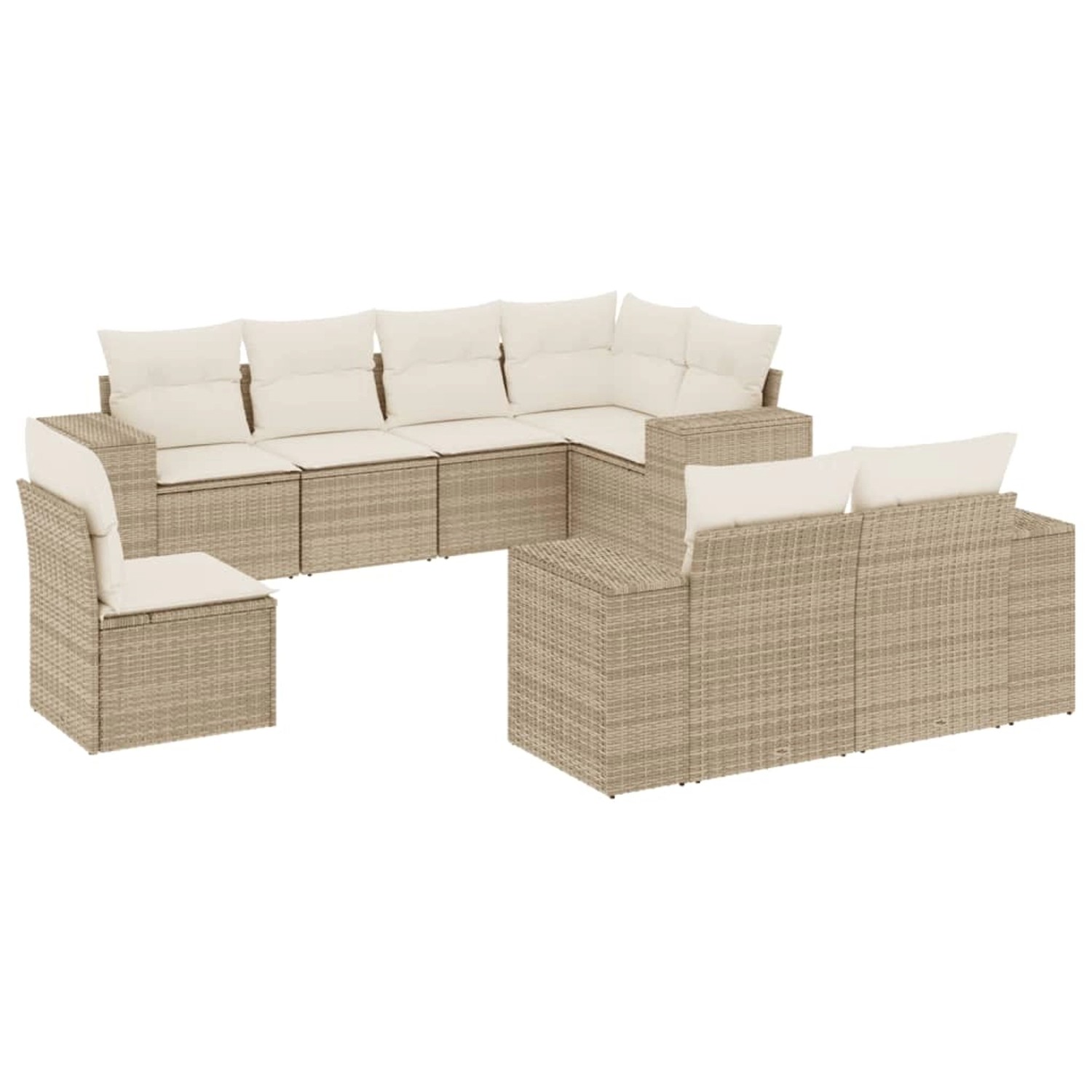 vidaXL 8-Tlg Garten-Sofagarnitur mit Kissen Beige Poly Rattan 3222837 günstig online kaufen