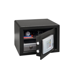 Burg Wächter Möbeltresor Safe P 2 E, geöffnet, mit elektronischem Zahlenschloss, grau.