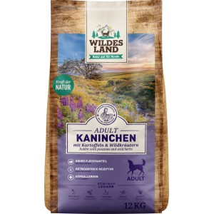 Wildes Land Trockenfutter Kaninchen, 12kg Sack. Glutenfreies Hundefutter mit Wildkräutern.