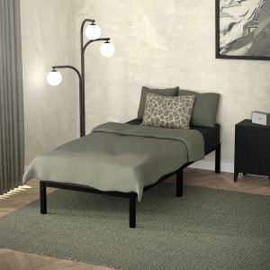 ML-Design Metallbett 90x200cm auf Stahlrahmen mit Lattenrost Schwarz Bettgestell