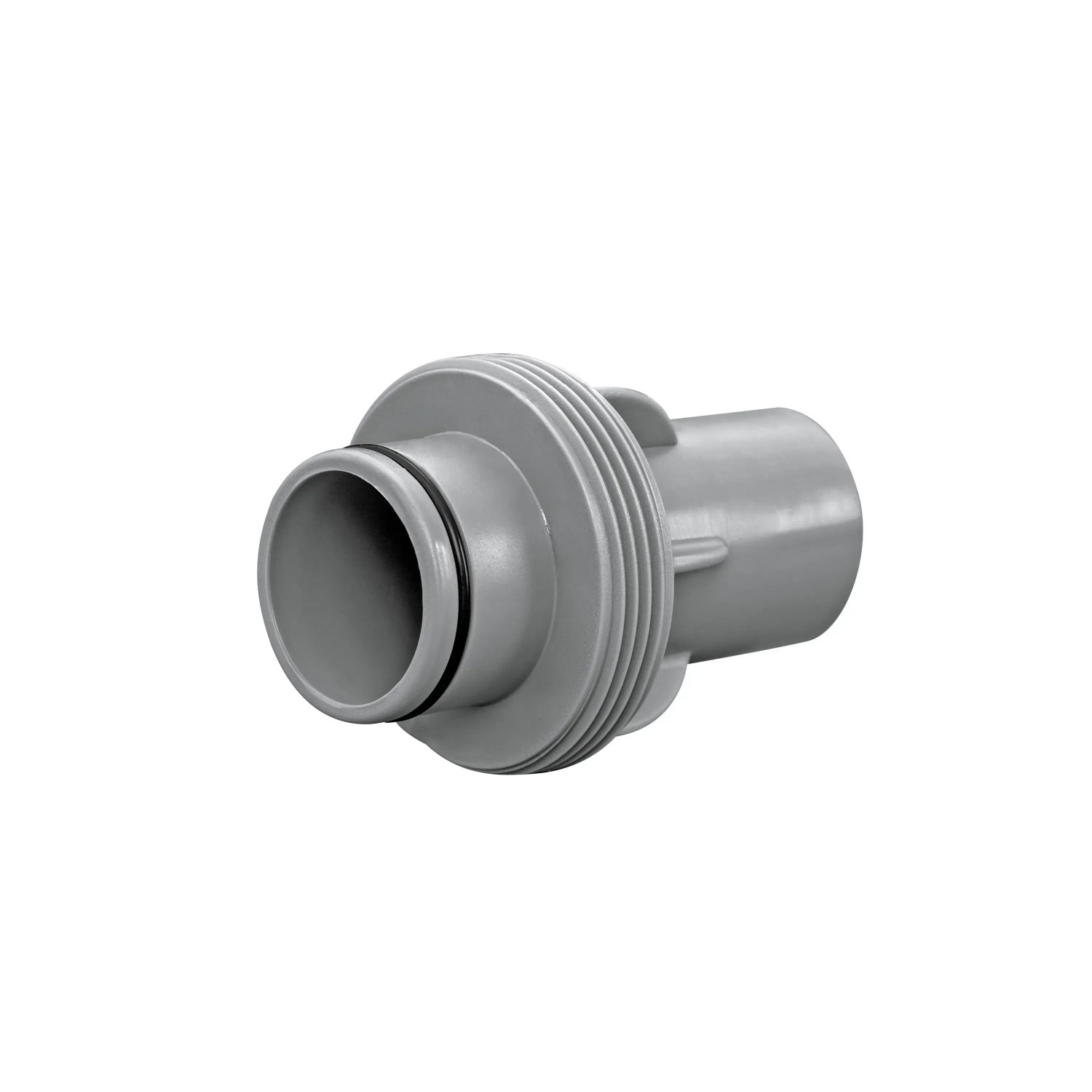 Grauer Anschlussadapter für Bestway Flowclear Sandfilteranlage.