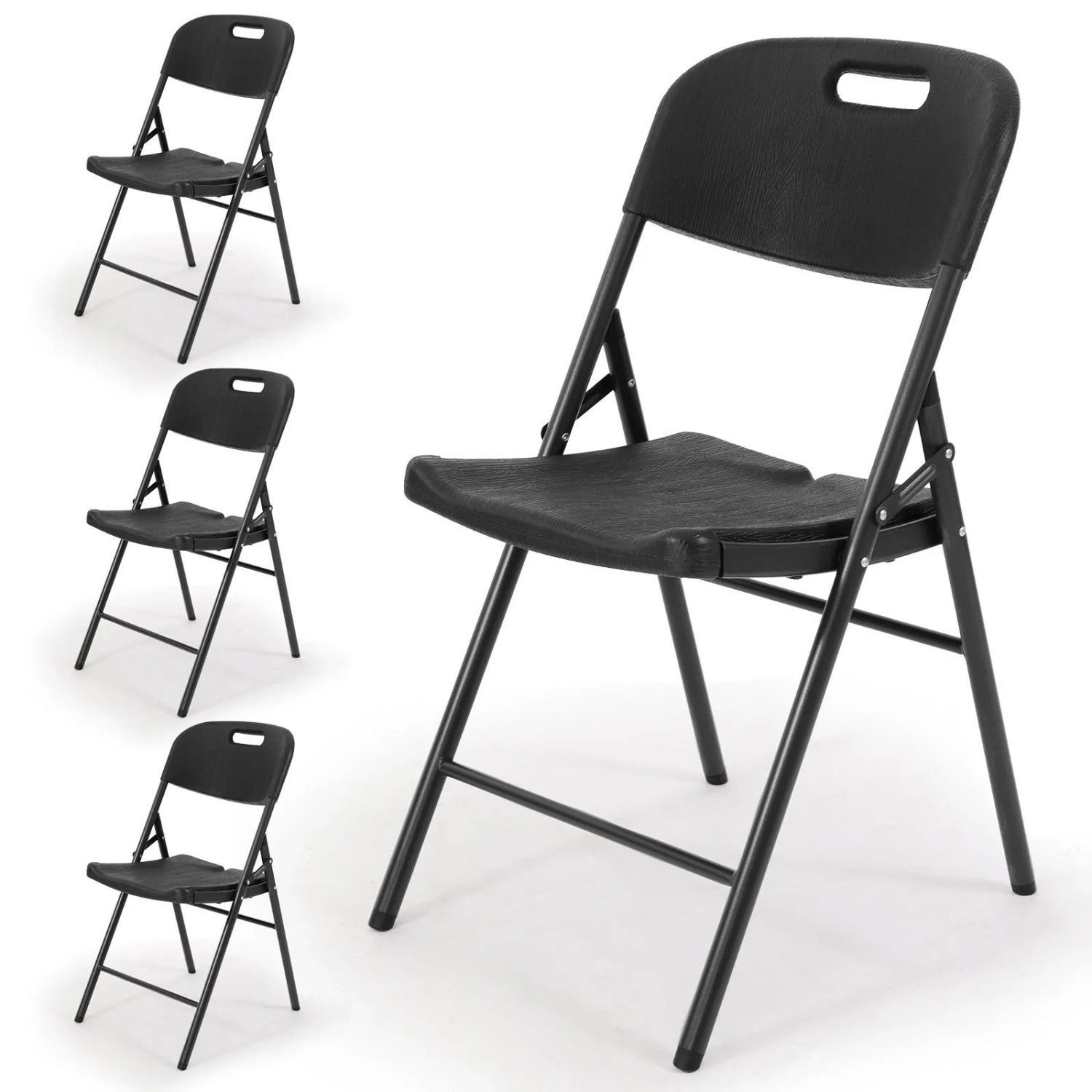 Sekey Klappstuhl bis 150KG Schwarz Holzoptik 4er Set