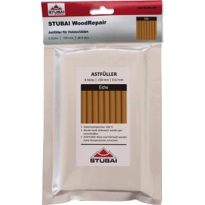 Stubai Astfüller Wood-Repair Sticks Eiche, 8 Stück, 150 mm, Ø12 mm, in Packung zur Holzreparatur.