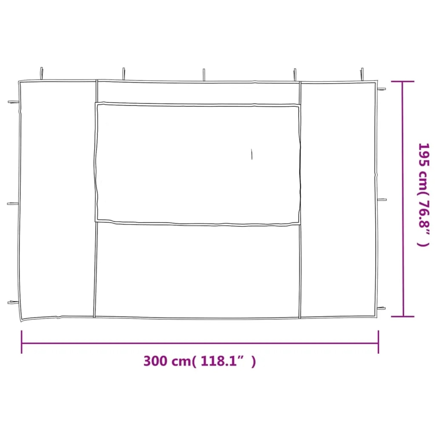 Grüne Partyzelt Seitenwände (2 Stk.) mit Fenster, 300x195cm, aus PE für Gartenzelte & Pavillons.