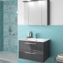 Pelipal Spiegelschrank Trentino, anthrazit, 75 cm breit, mit Beleuchtung über Waschbecken im Badezimmer.