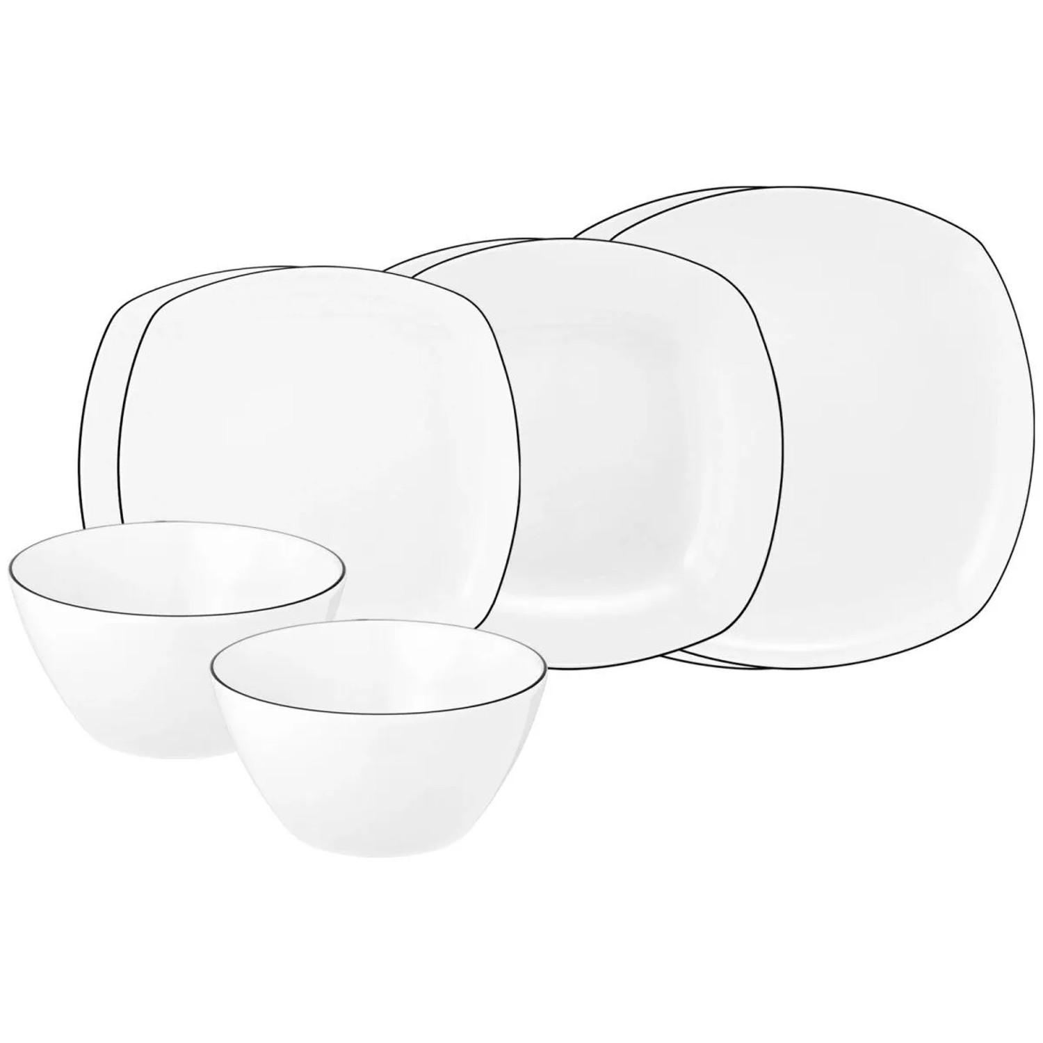 Seltmann Weiden Lido Black Line Einsteiger-Set 8-teilig Eckig