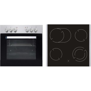 PKM Einbauherd-Set BIC7 2KB-GK-IX-2 mit Glaskeramikkochfeld und Edelstahlblende.