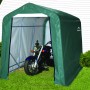 Grüne ShelterLogic Zeltgarage 180x180x180cm mit Motorrad. Gerätegarage für Garten und Motorrad.