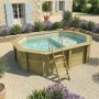 ALTANKA Holzpool Nemo 4,3x3 Höhe 1,18 m SANDFARBEN mit Liegefläche mit am Beton Verschraubten Stützen BAS7302OSPL3+PLA302_2