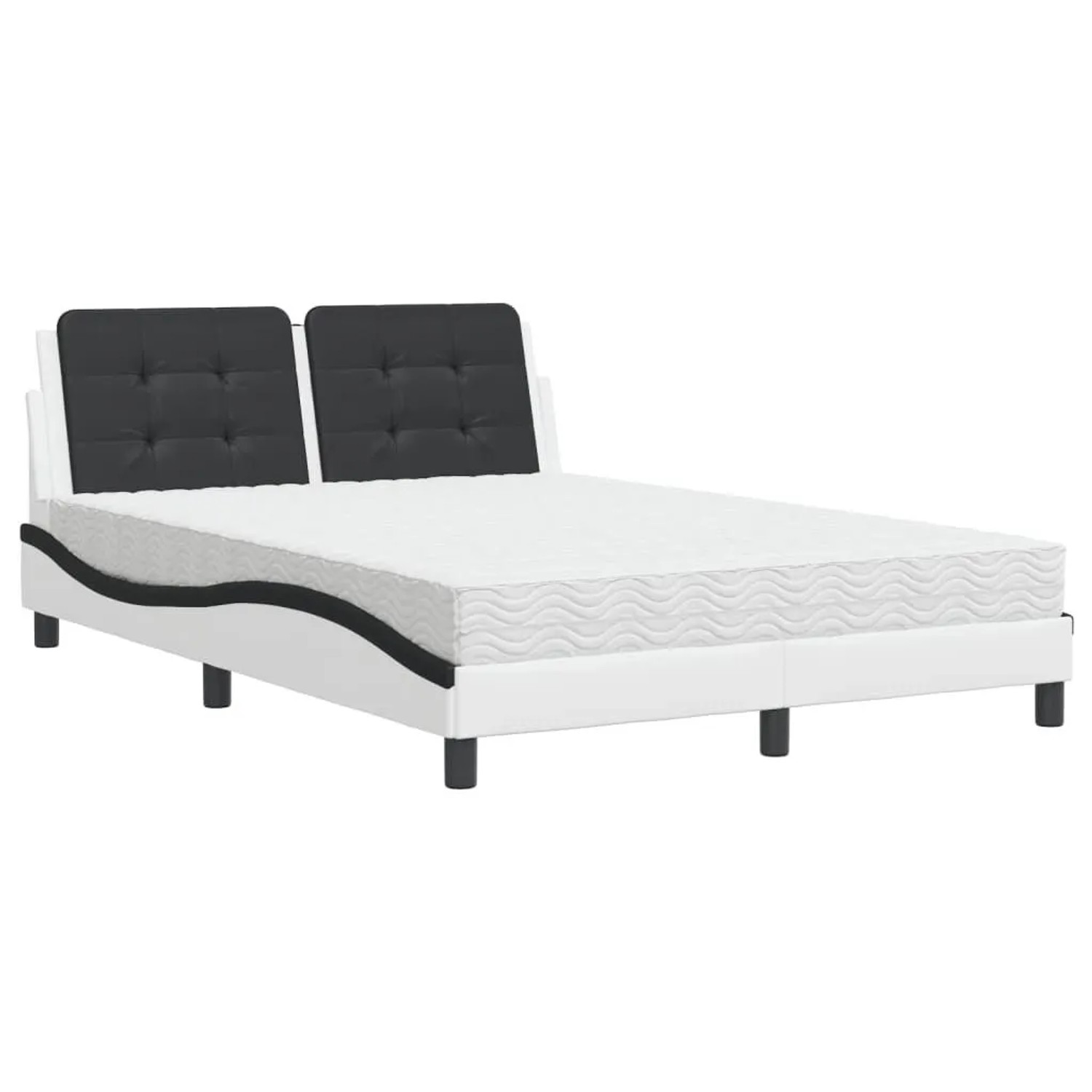 vidaXL Bett mit Matratze Zadar Weiß und Schwarz 140x200 cm Kunstleder 3208872
