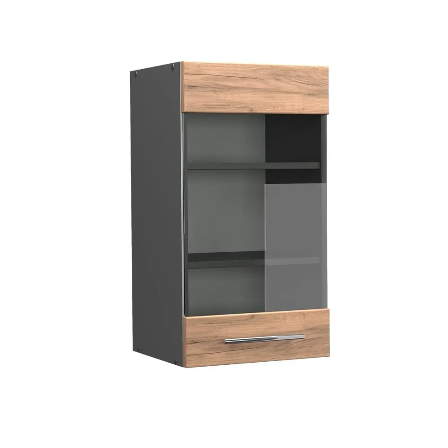 Vicco Küchenglasschrank Fame-Line Glashängeschrank Goldkraft Eiche Anthrazit 40 cm