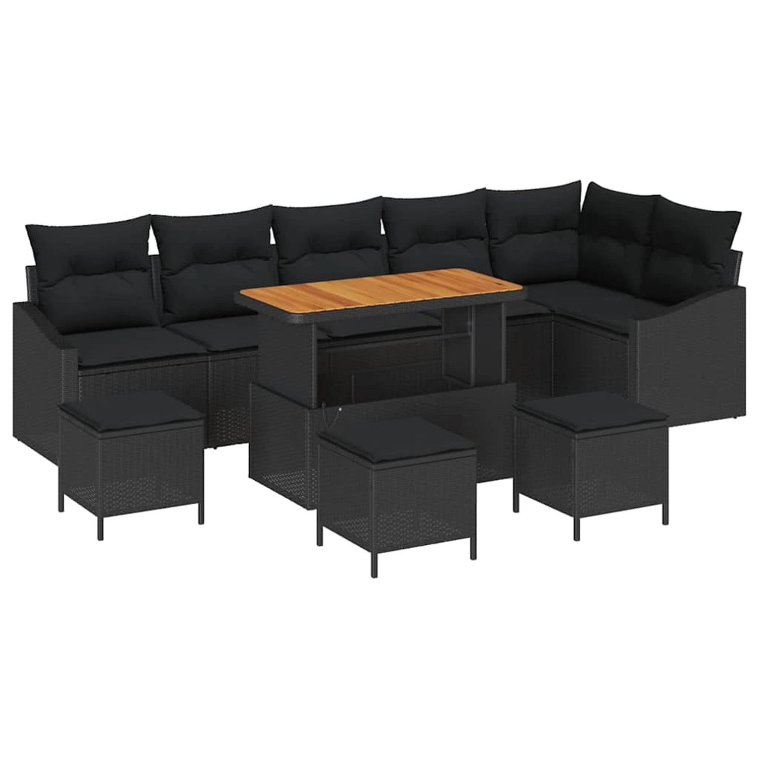 vidaXL Garten-Sofa-Set mit Kissen 10-Tlg Schwarz Poly Rattan 3362679 günstig online kaufen