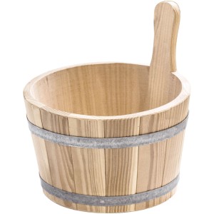 Eilo Sauna Aufgusskübel B aus Holz mit Metallringen und Griff für Saunaöfen & Zubehör.