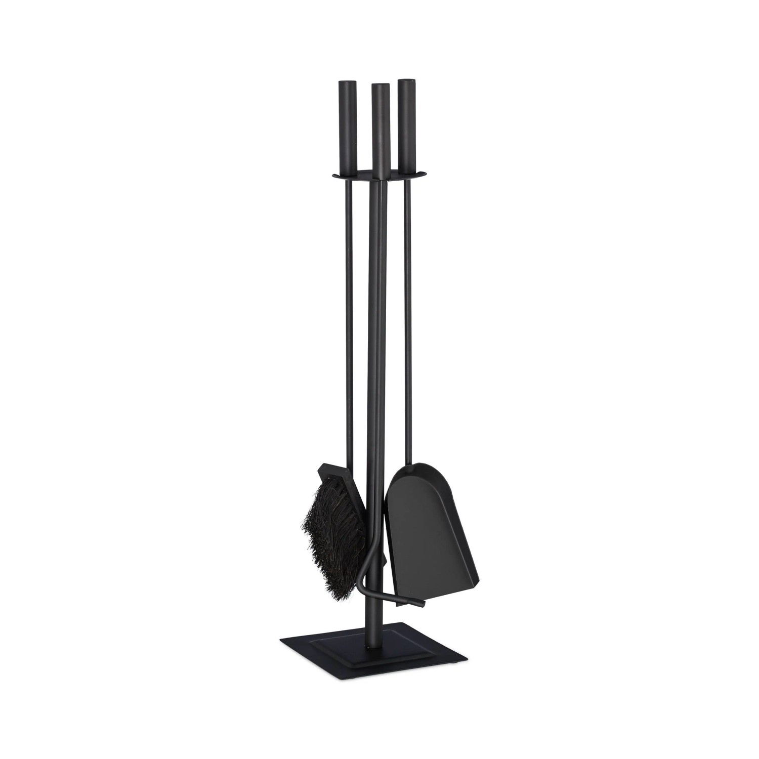 Relaxdays Kaminbesteck Stahl Schwarz 4-teilig 61 cm x 15 cm x 15 cm 1,2 kg