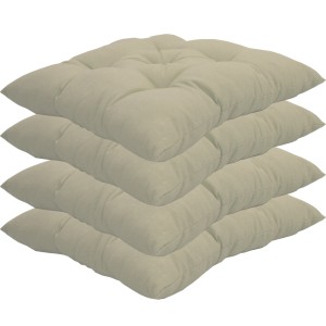 4er Set NYVI Stuhlkissen Ecru 38x38 cm für Gartenstühle, gesteppt.