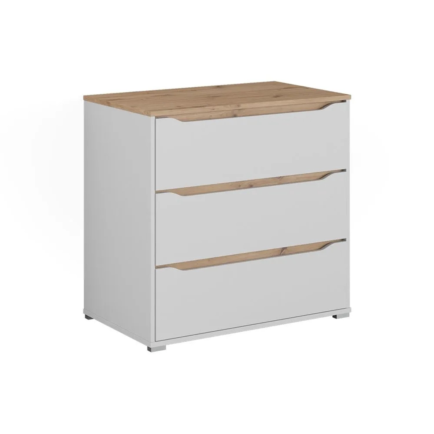 Vicco Kommode Ruben Weiß/Artisan-Eiche 80 x 77 mit 3 Schubladen Art Nr 62886