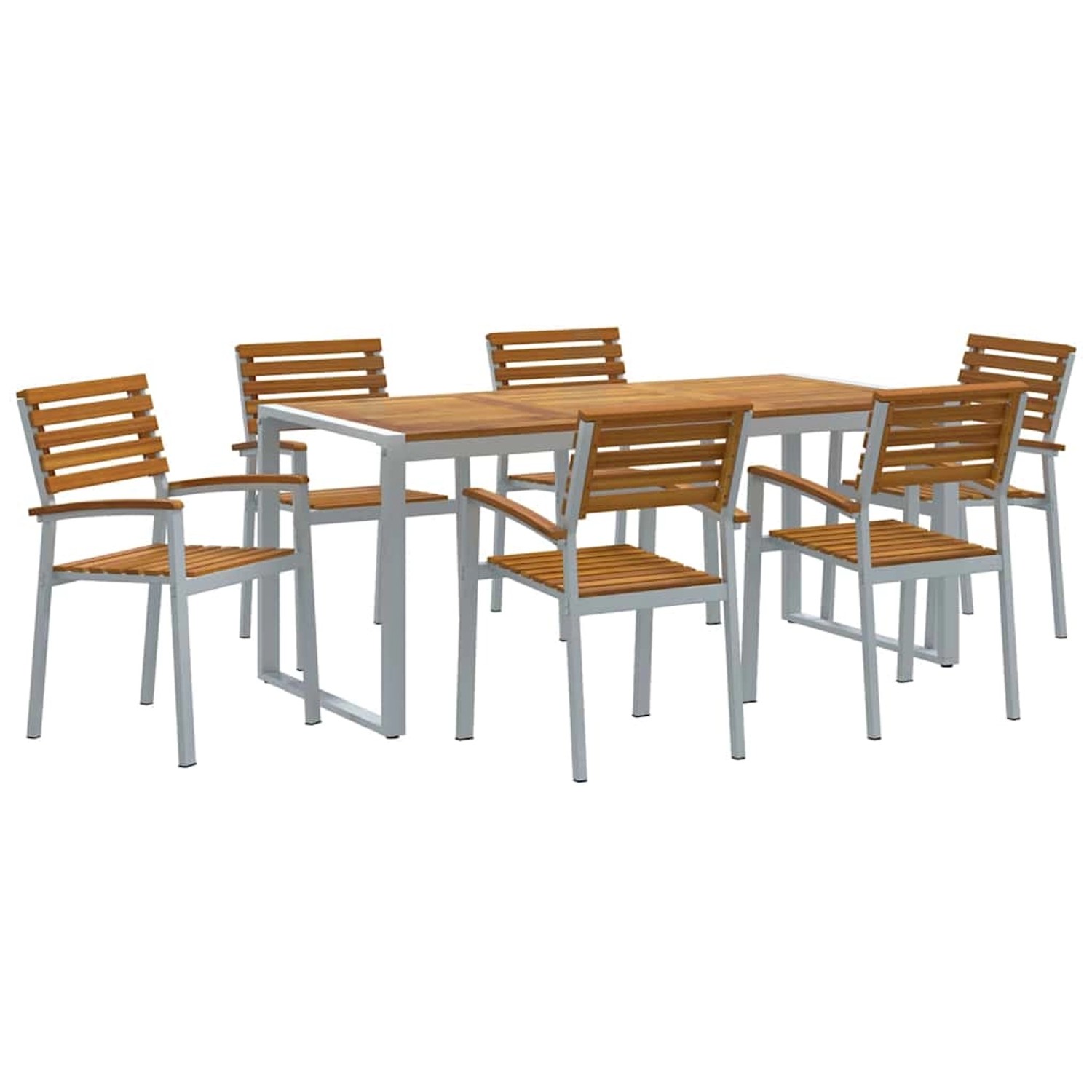 vidaXL Garten Essgruppe 7-Tlg Grau und Braun Akazie Massivholz 3284364 günstig online kaufen