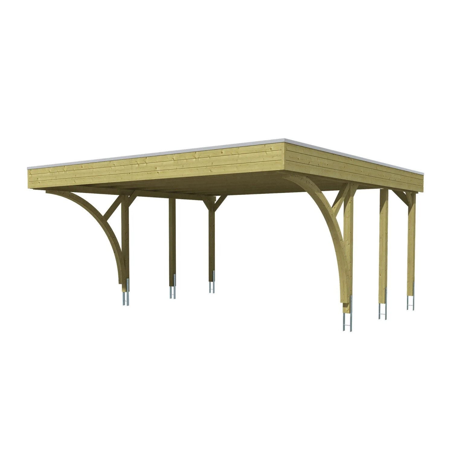 Skan Holz Carport-Set Friesland H mit Einfahrtsbögen 546 cm x 555 cm Grün
