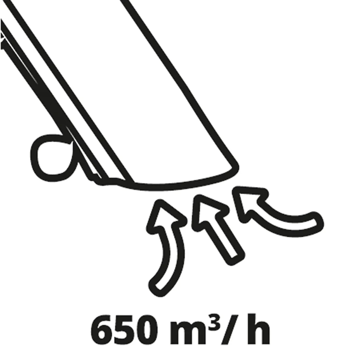 Symbol für Saugleistung 650 m³/h des Einhell Elektro-Laubsaugers GC-EL 3024 E.