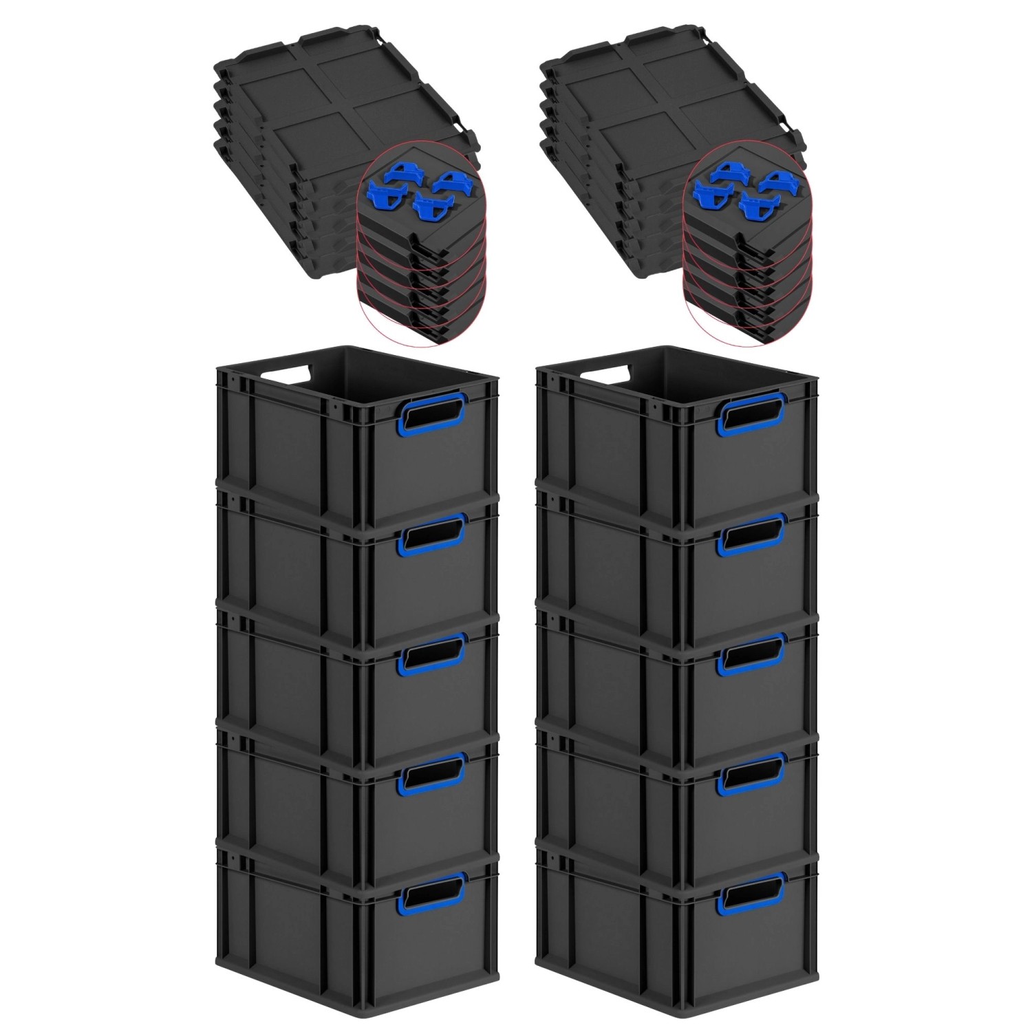 PROREGAL SparSet 10x Eurobox Nextgen Color Mit Auflagedeckel HxBxT 22x30x40 günstig online kaufen