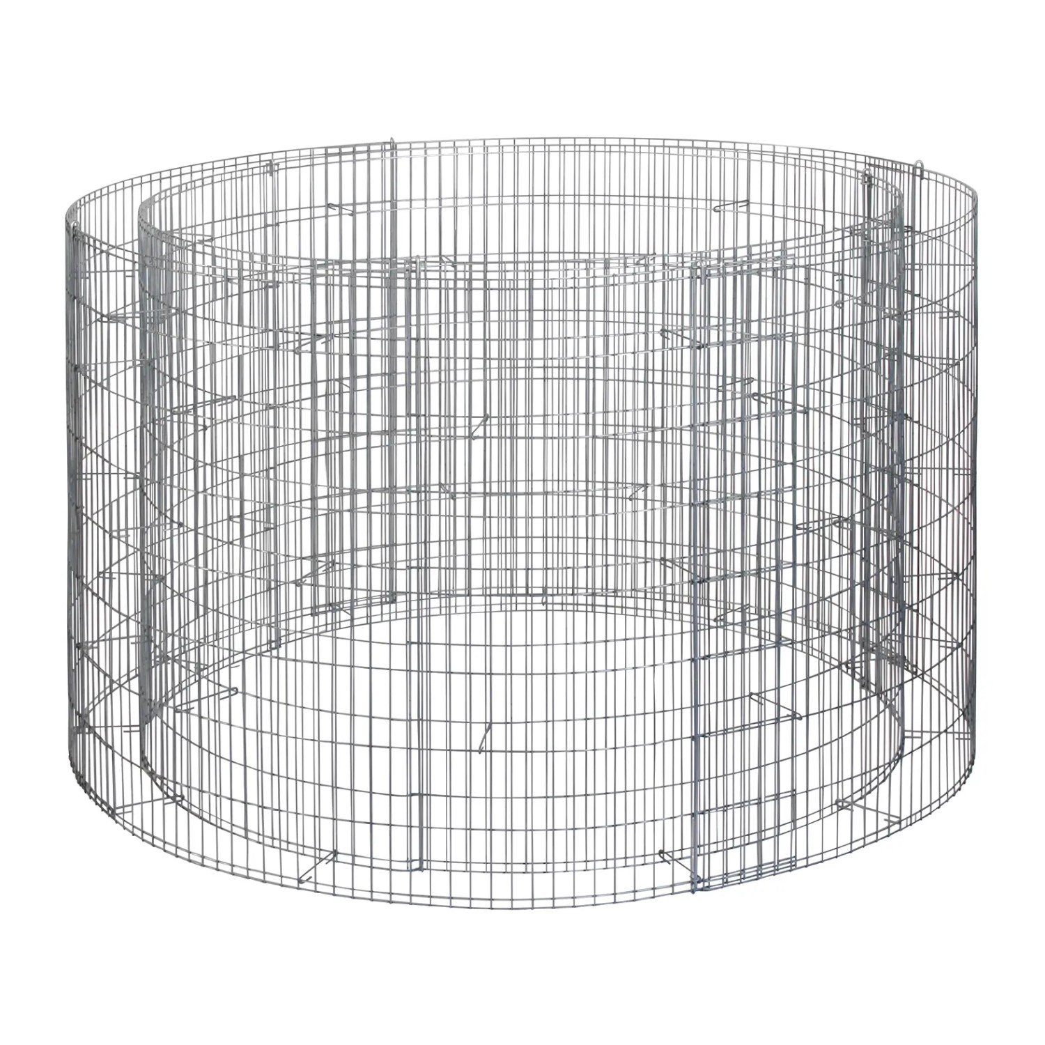 Leere Gabionen-Regentonne 750 l, 80 cm hoch, Ø 130 cm, zur individuellen Befüllung mit Steinen.