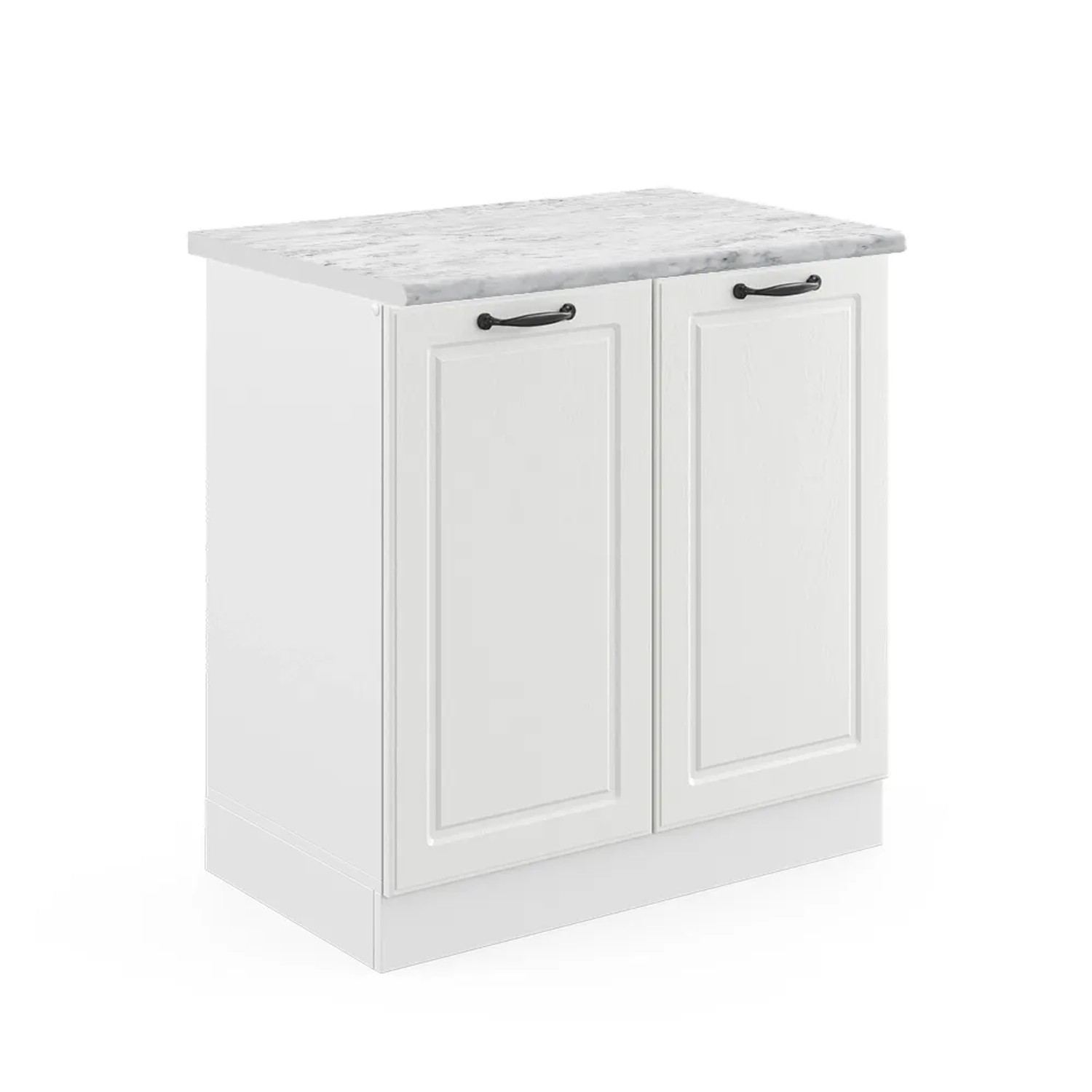Vicco Spülenunterschrank R-Line Küchenunterschrank für die Spüle Weiß Landhaus/Weiß 80 cm AP Marmor