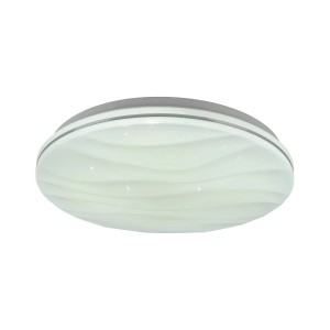Weiße, runde Näve LED-Deckenleuchte Austin Smart Home mit Kristalleffekt, Ø 38 cm.