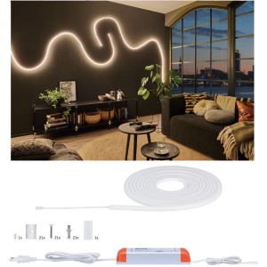 Paulmann MaxLED Flow: 5m LED-Streifen Basis-Set, warmweiß, zur Wandmontage, mit Zubehör.