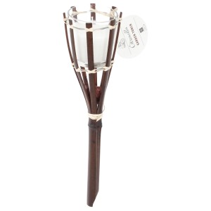 Bambusfackel mit Citronella Kerze, 35cm hoch, für Garten und Terrasse.