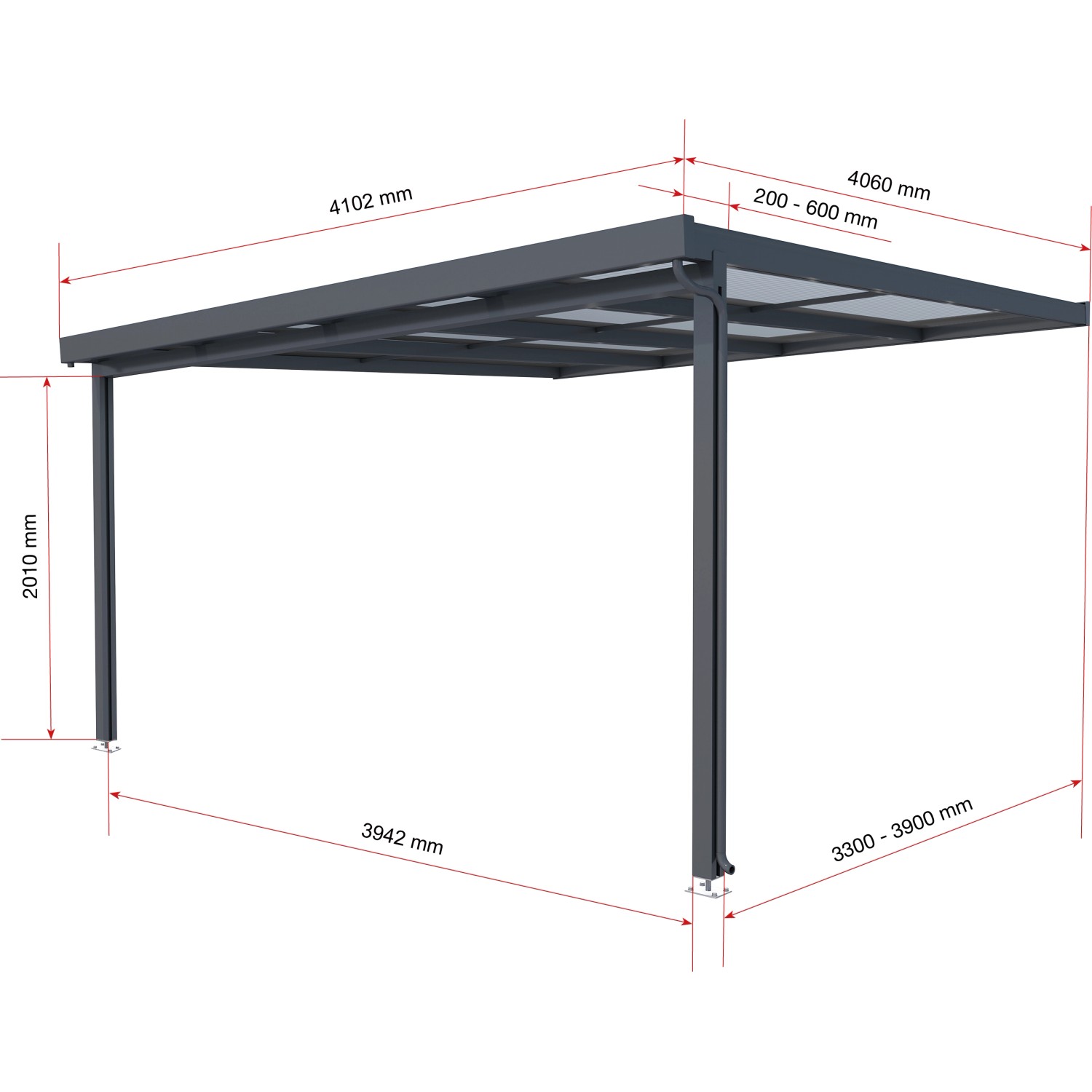 Terrassenüberdachung Premium Bausatz (BxT) 410 cm x 406 cm Anthrazit