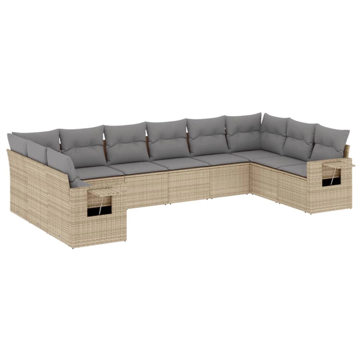 vidaXL 10-tlg Garten-Sofagarnitur mit Kissen Beige Poly Rattan Modell 182 günstig online kaufen