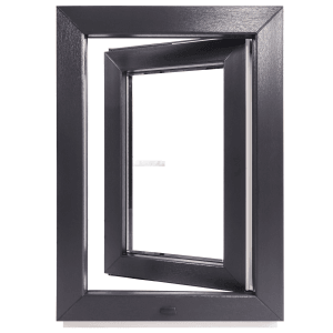 Framelux Kunststofffenster Proline in Anthrazit, 3-fach Verglasung, Linksanschlag.