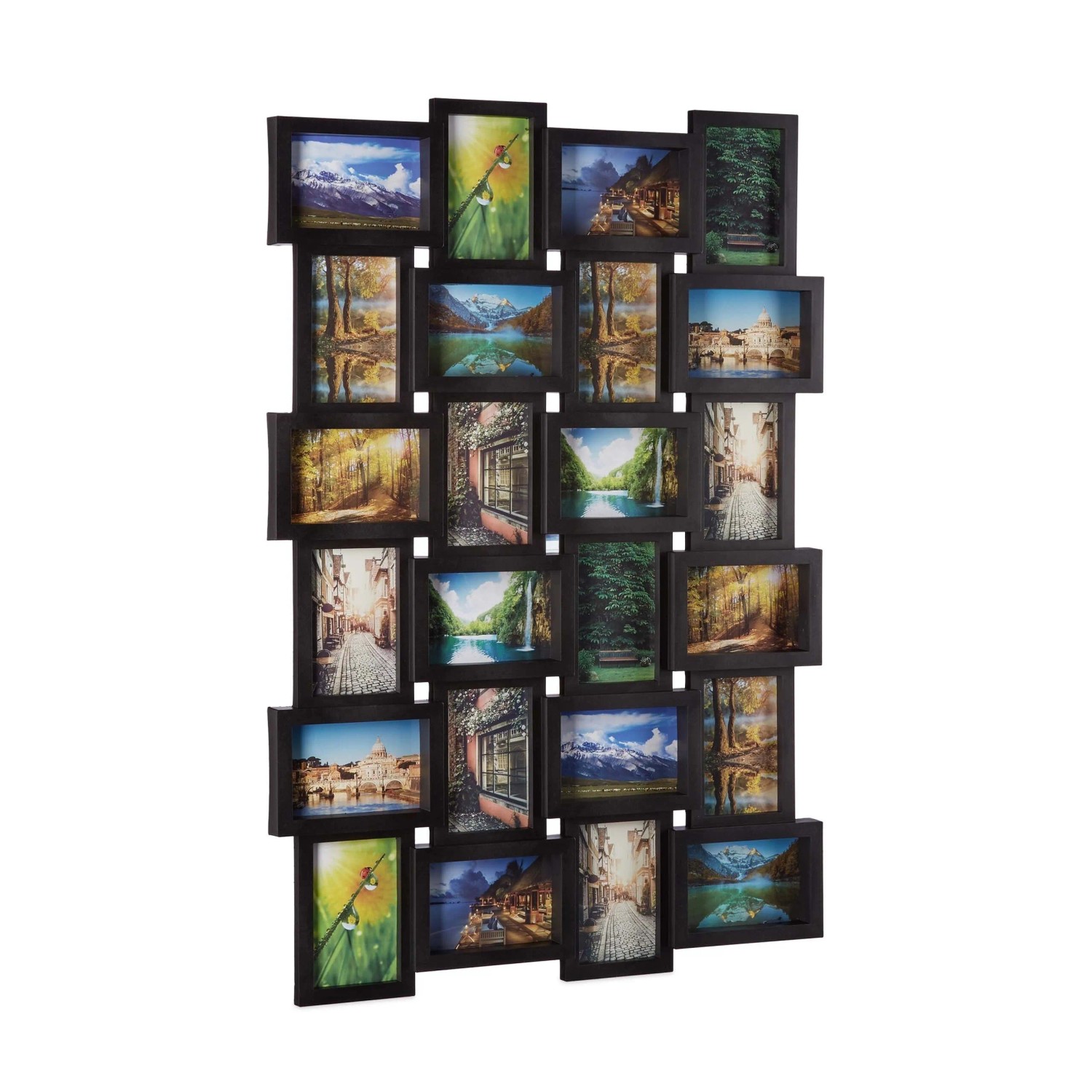 Relaxdays Bilderrahmen für 24 Fotos Kunststoff MDF Schwarz Zum Hängen 59 cm x 86 cm x 2,5 cm 2 kg