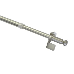 Gardinia Klemmstange Press&Go in Edelstahloptik, ausziehbar von 30-50 cm, mit Kugel-Enden.