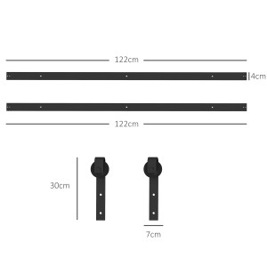 HOMCOM Schiebetür-Beschlagset, 244 cm, Komplettset mit Pufferfunktion, Zubehör für Türen.